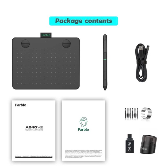 A640 V2 Graphic Drawing Tablet - White - Picture 2 of 9